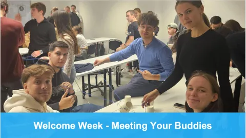 Exchange students meeting their buddies during Welcome Week